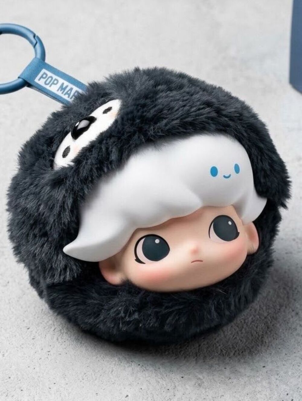 POP MART Dimoo Fluffy Black Plush Zip Coin Purse Keychain Bag Charm Kawaii